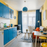 Małe jednopokojowe mieszkanie - salon z kuchnią